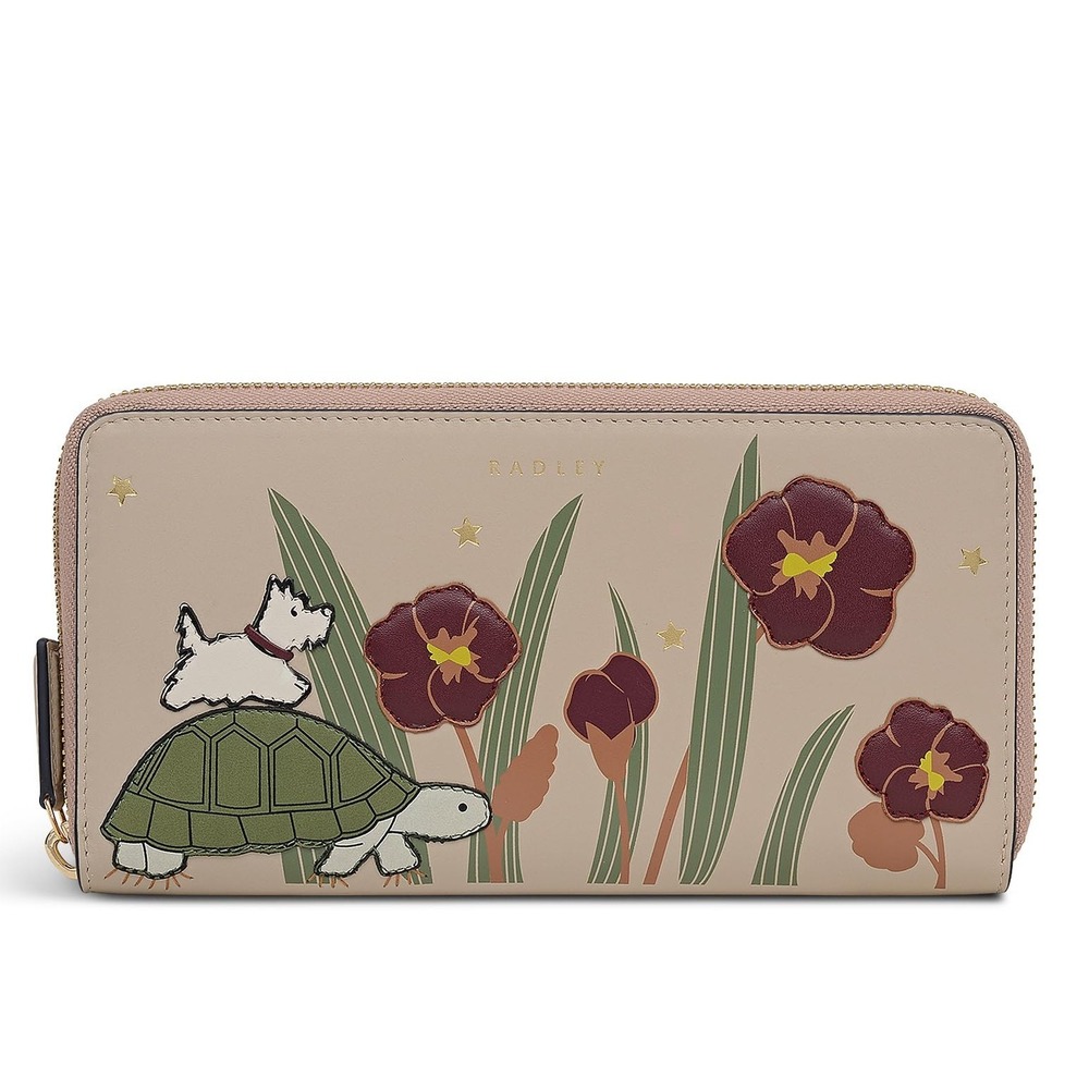 RADLEY London Midnight Wanderer Leather Zip Around Wallet Porcini Beige Floral